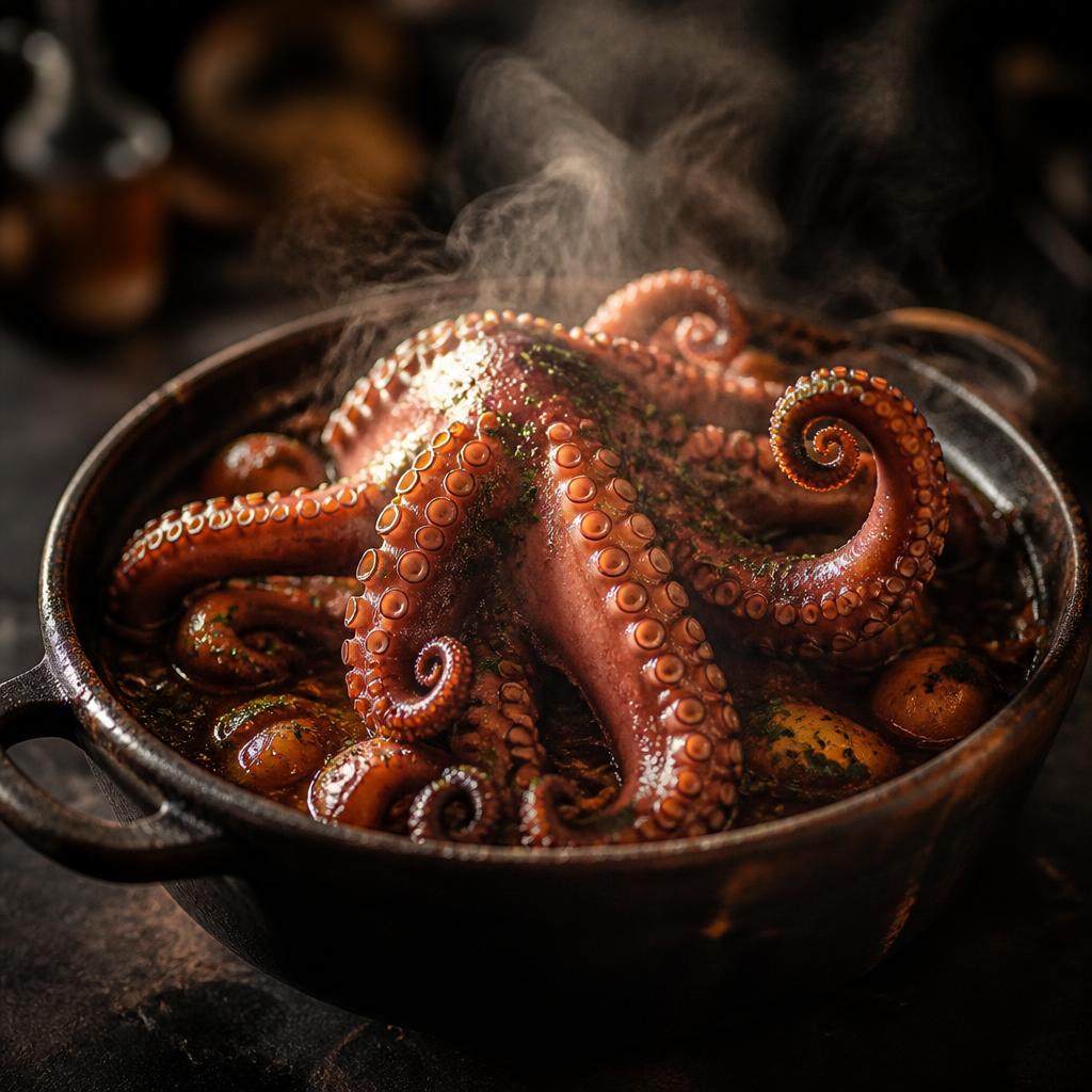 Polvo gourmet em cozimento